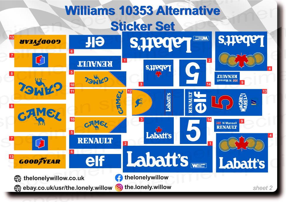 10353 Williams FW14b Alternative Sticker Set