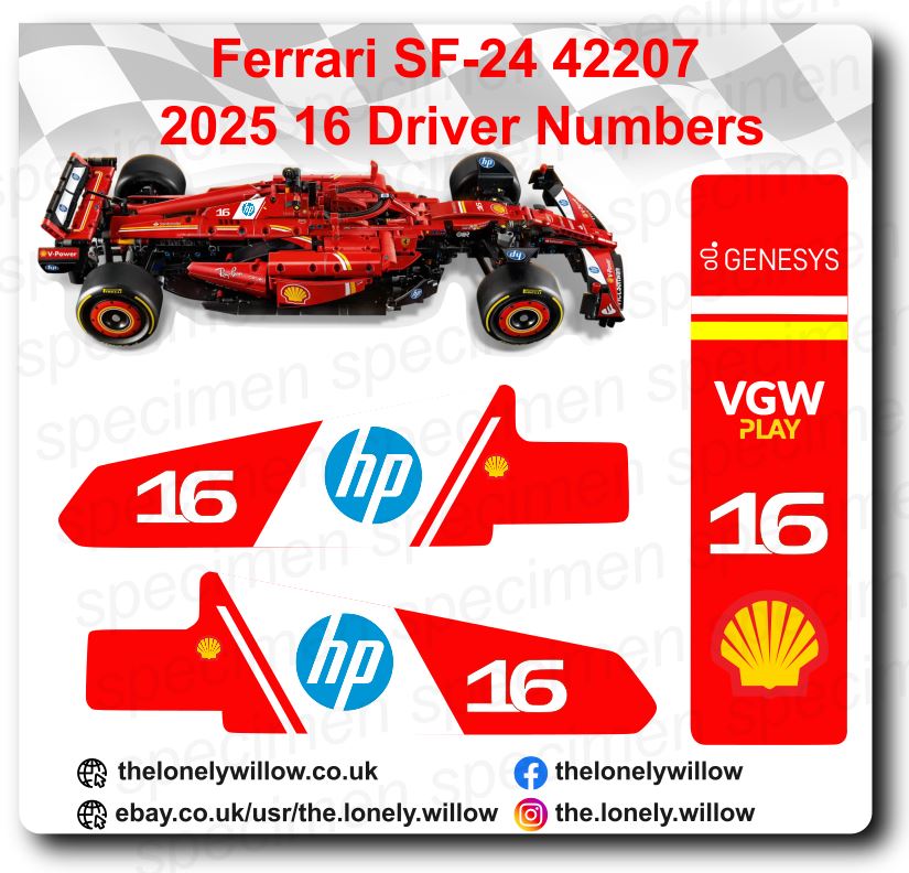 Ferrari SF-24 42207 16 Charles Leclerc 2025 Alternative Sticker Set