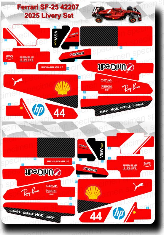 42207 LEGO Ferrari SF-24 2025 Livery Sticker Set – TheLonelyWillow