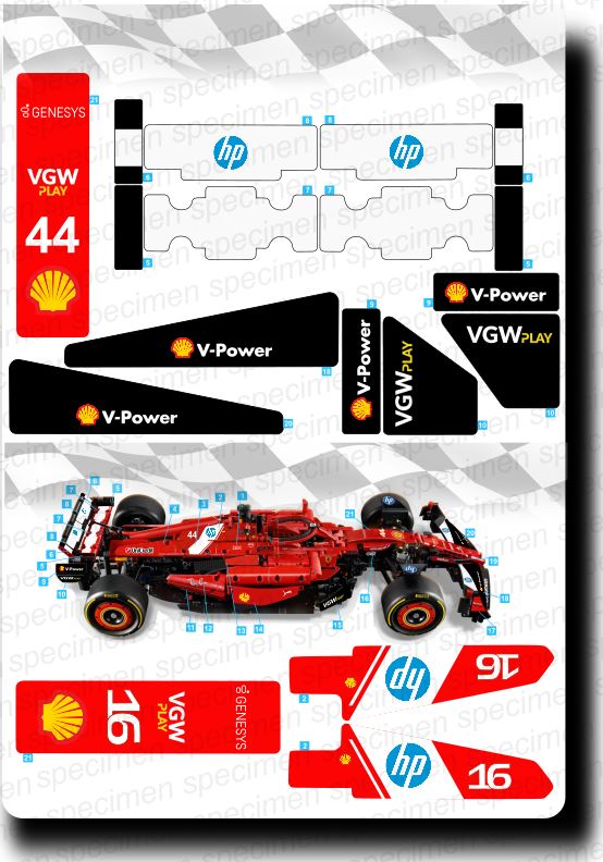 42207 Sticker Set 42207 LEGO Ferrari SF-24 2025 Livery Sticker Set – TheLonelyWillow