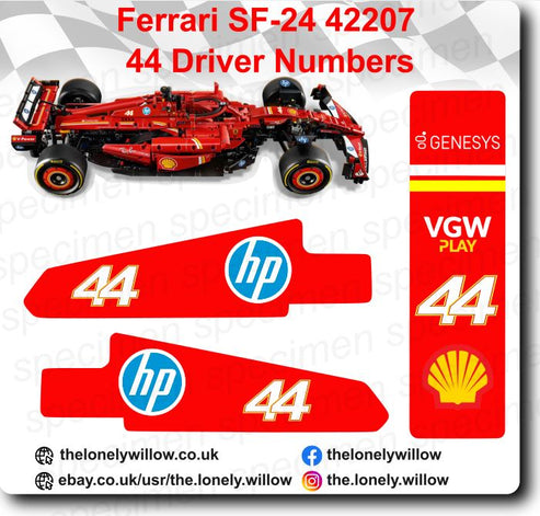 44 Sticker Racing Number Ferrari SF-24 42207 44 Driver Number Alternative Sticker Set ...