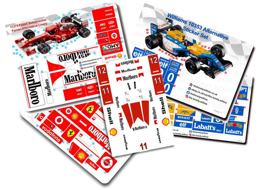 Custom Sticker Set Bundle Deal for LEGO Icons F1 Cars, Senna, Mansell, Schumacher